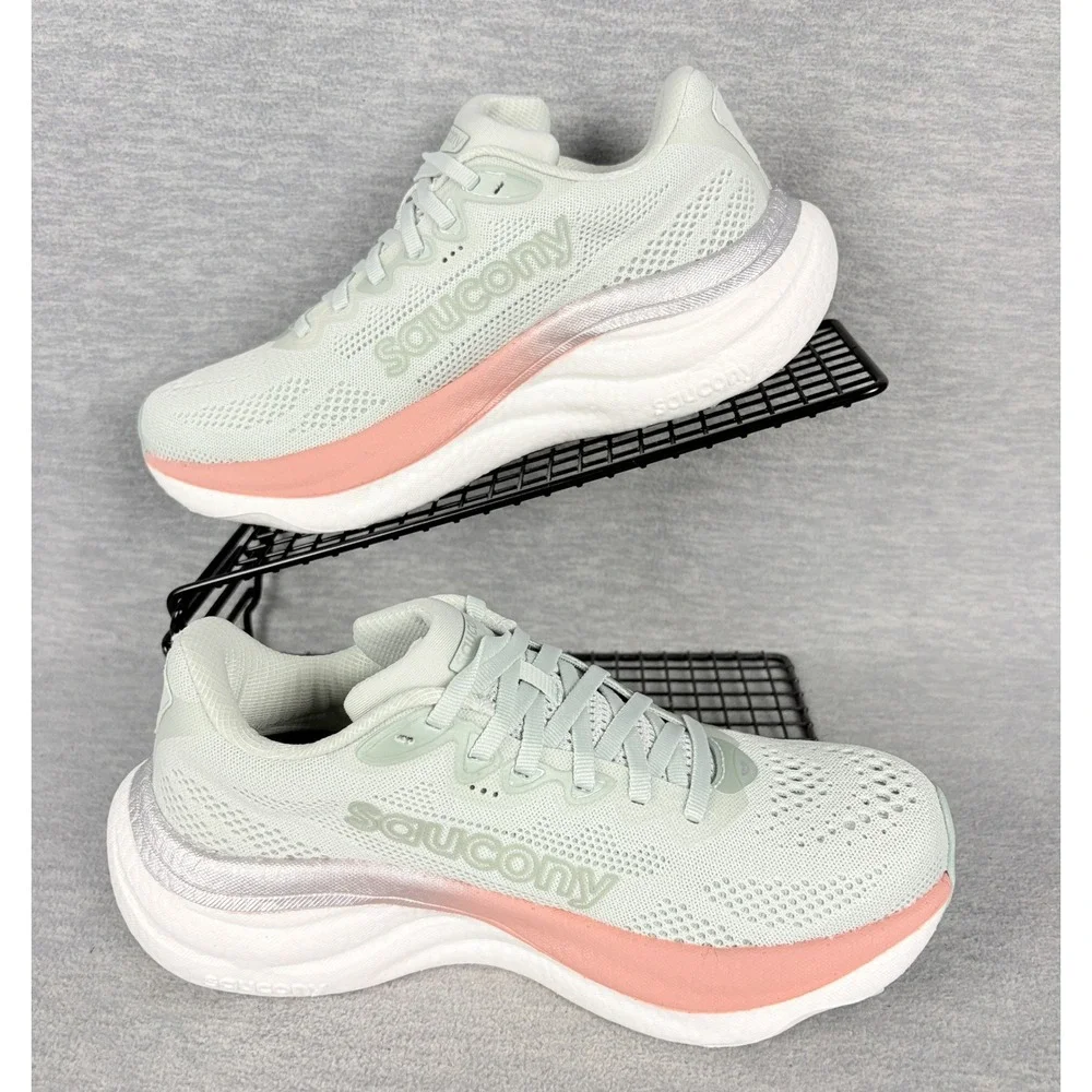 Saucony Ride 19 Running Sneakers Womens 6.5 Green Pink Mist Cameo Comfort Walk